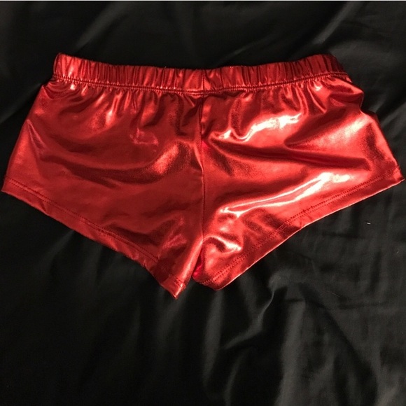 iHeartRaves red holographic booty shorts - Picture 2 of 3